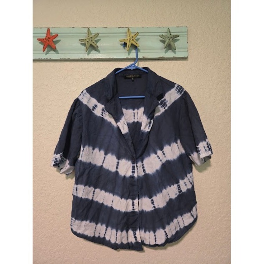 House of Harlow Tye Dye Linen Blend Blouse
